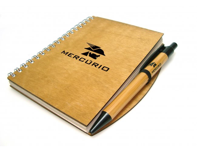 CADERNO MADEIRA 1215 CANETA